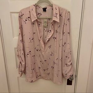 Ann Taylor Half Button UP Dress Shirt - Size XL